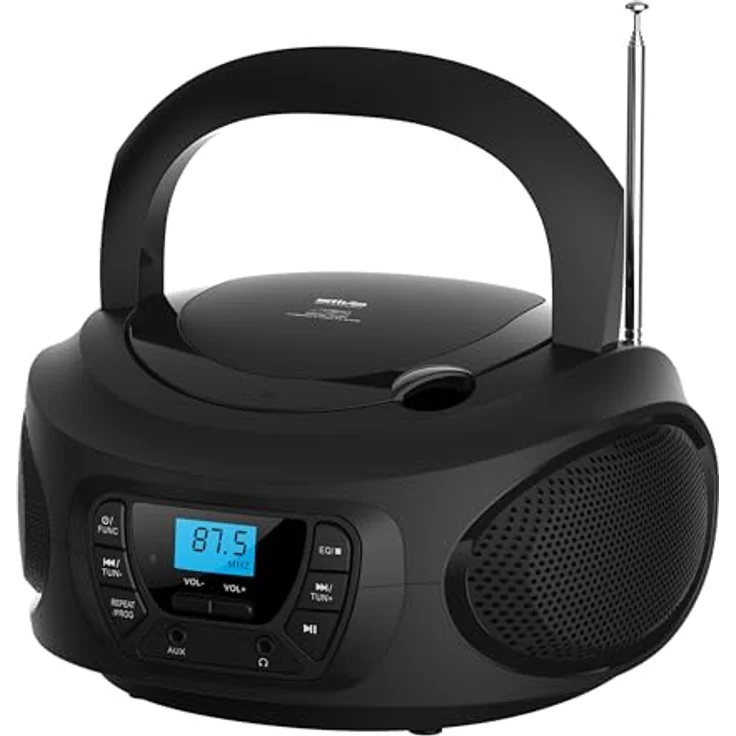 Silva Schneider PCD 25.1 – Tragbarer CD-Player mit UKW-PLL Radio, 30 Senderspeicher, AUX-In & Kopfhöreranschluss – Schwarz – Bild 2