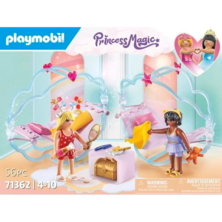 PLAYMOBIL Himmlische Pyjamaparty 71362, Spielset mit Regenbogenprinzessinnen und Wolkenschaukelbetten – Bild 4