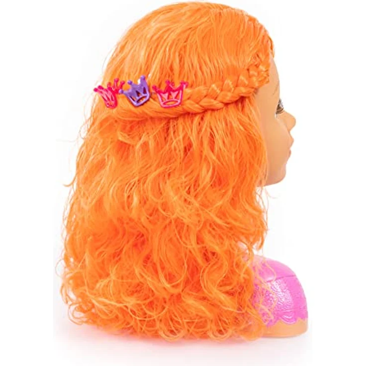 Bayer Frisier- & Schminkkopf Charlene Super Model, orange - Schmink- & Frisierkopf mit Bürste, Kamm, Lockenwickler und Make-Up – Bild 4