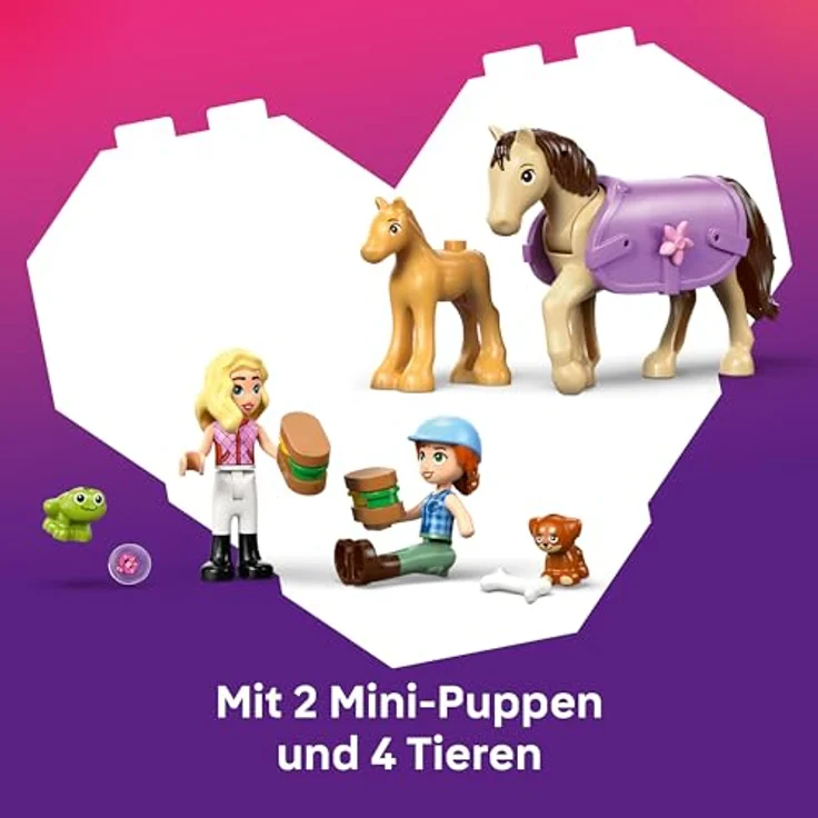 LEGO Friends Pferd und Fohlen mit Pferdeanhänger - Spielset mit 2 Mini Puppen, 4 Tierfiguren, Pflegezubehör und Auto - Geschenkidee für Mädchen ab 7 Jahren - 42695 – Bild 5