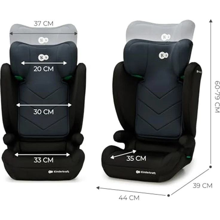 KinderKraft I-Spark, Kindersitz i-Size mit 2in1 Sitzerhöhung, für Kinder 100-150 cm, 10-stufige Höhenverstellung, H-Guard und SPS Sicherheitssystem – Bild 9