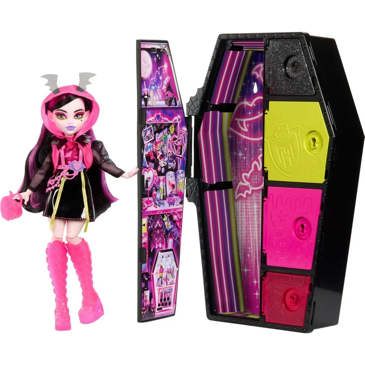 Mattel® Anziehpuppe Monster High, Skulltimate Secrets: Neon Frights, Draculaura - Fluoreszierend, leuchtende Accessoires – Bild 1