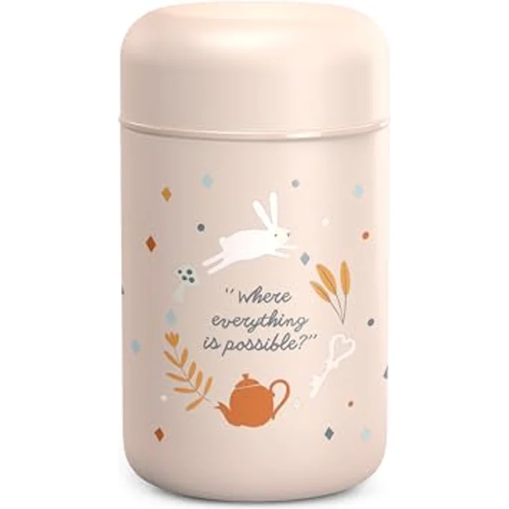 Suavinex Thermosbehälter Wonderland, Babynahrungsbehälter Iso, 350ml, rosa, 6 Stunden Temperaturhaltung, rostfreier Edelstahl – Bild 1