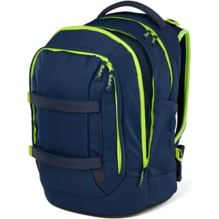 Satch pack Schulrucksack Set 2tlg. inkl. Schlamperbox, 30 Liter Volumen, 3D Soft-Mesh Rückensystem, Toxic Yellow – Bild 4