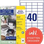 AVERY Zweckform 6126 Adressaufkleber (400 Klebeetiketten, 48,5x25,4 mm auf A4, bedruckbare Universaletiketten, selbstklebende Adressetiketten mit ultragrip, ideal fürs HomeOffice) 10 Blatt, weiß