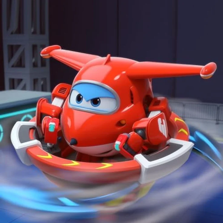 Super Wings EU770310, Spinning Jett & Vehicle, 14 cm großes Spielfahrzeug mit 2 Modi, inkl. Mini-Jett zum Abschießen, für Kinder ab 3 Jahren – Bild 2