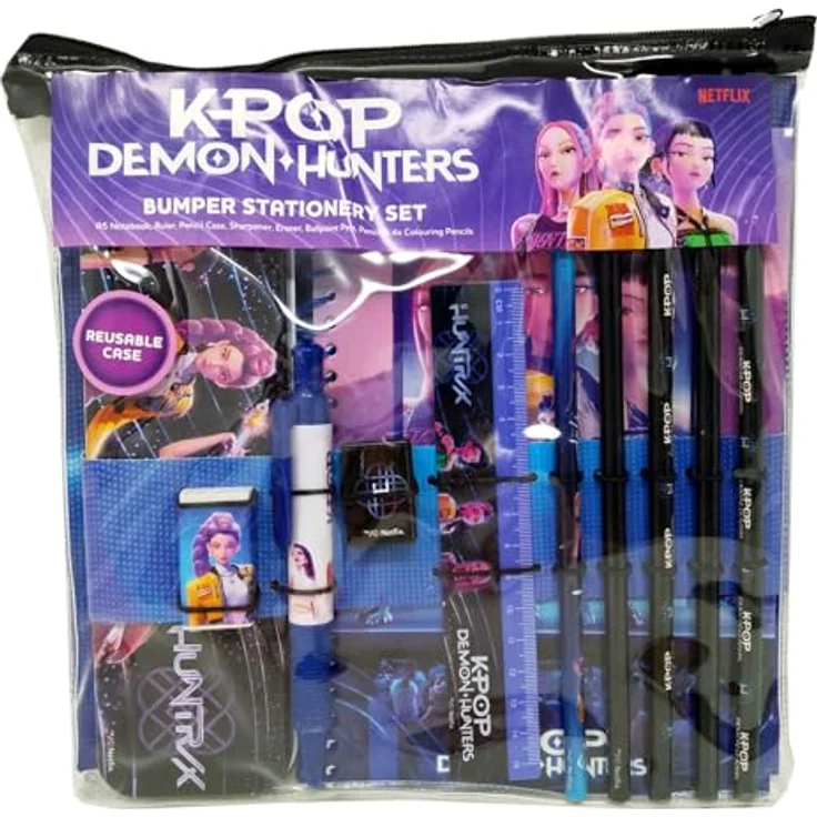 K-Pop Demon Hunters Kreativset K-pop Demon Hunters Stars A5 Schreibwarenset, Lila, mit Notizbuch, Schreibutensilien und Reißverschlusstasche – Bild 1