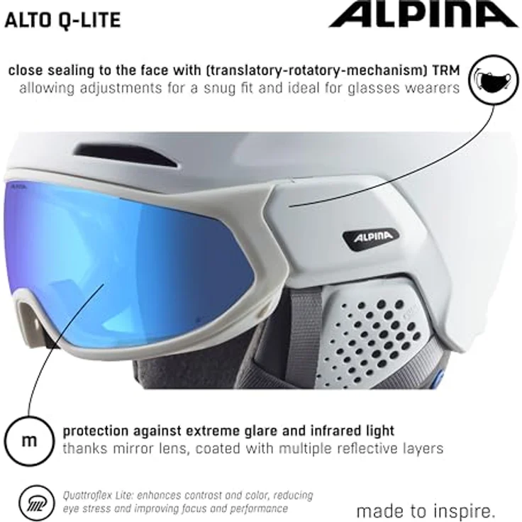 Alpina Unisex-Erwachsene Alto Q-LITE Skihelm, White matt (Blue revo), 55-59 – Bild 4