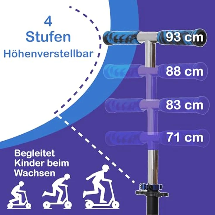 Europebazar Habib Cityroller mit glänzenden XXL-Rädern, klappbar & bis 100kg, höhenverstellbar, blau – Bild 7