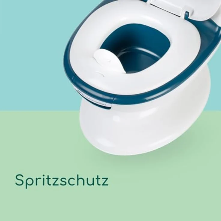 Bebeconfort Mini-Toilette mit Spültaste und realistischen Spülgeräuschen, Blau, für Töpfchentraining mit Spritzschutz und herausnehmbarer Schüssel – Bild 7