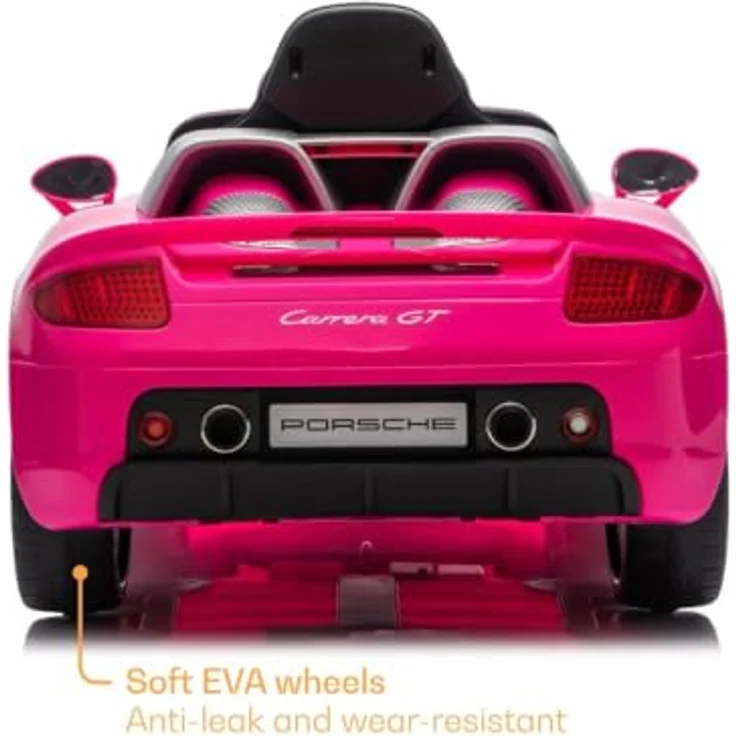 Porsche Carrera GT Elektro-Kinderauto, 12V, Vollausstattung mit Fernbedienung, Ledersitz, Bluetooth & EVA-Reifen, offiziell lizenziert, rosa – Bild 4