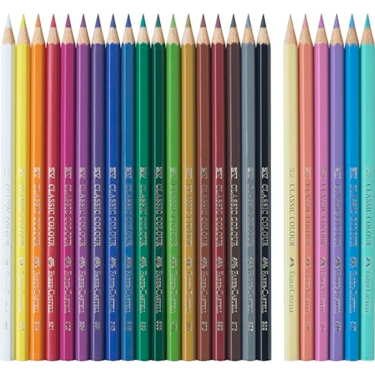 FABER-CASTELL 111221 Buntstifte Set Einhorn, 24 Malstifte in kräftigen Farben, inkl. Pastellfarben, sechseckige Form, bruchgeschützte Minen, praktisches Etui – Bild 2