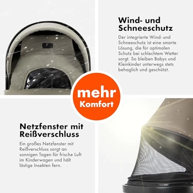 Daliya® FLEXI-PRO M 3-in-1 Kinderwagen & Buggy mit i-Size Babyschale, leichten Aluminiumrahmen, großen Einkaufskorb und einhändig abnehmbarer Babywanne, schwarz – Bild 8