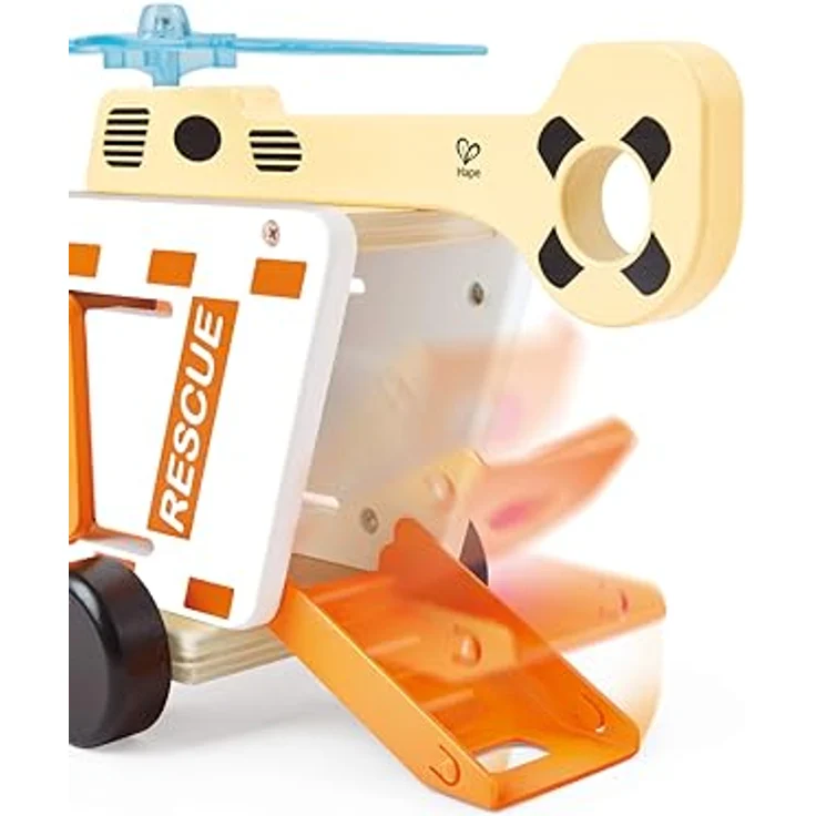 Hape Rescue Helicopter, Spielset mit 1 Figur, Hubschrauber mit öffnenden Türen und beweglichem Piloten, für Kinder ab 24 Monaten – Bild 6