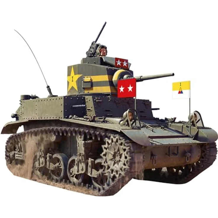 Other 1:35 M3 Stuart, Modellfahrzeug Kit mit Interior und beweglichen Kettengliedern, 7 Varianten Decals – Bild 1