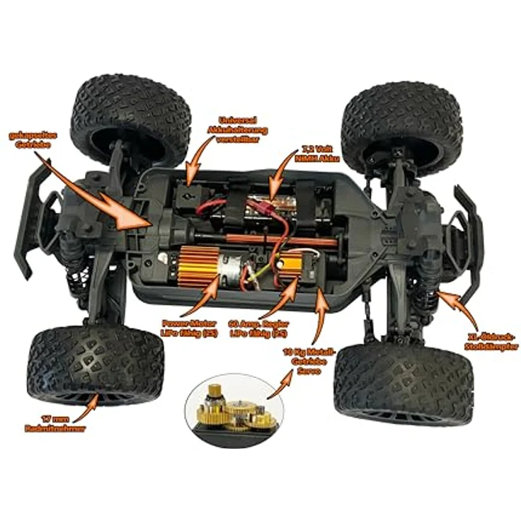 DF Models Z-10 Competition Truggy BR Brushed RTR, 1:10XL Ferngesteuertes Auto mit 40 km/h, inkl. 7,2V Akku und USB-Ladekabel – Bild 5
