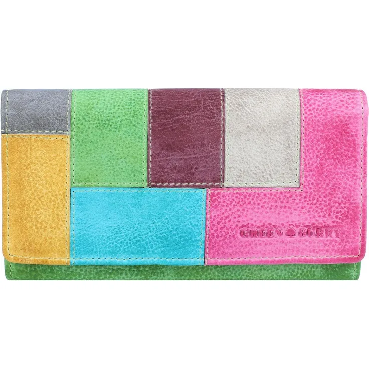 Greenburry Damen Portemonnaie Candy-Shop Geldbörse Leder 18 cm, Mehrfarbig, geräumig mit hochwertiger Verarbeitung