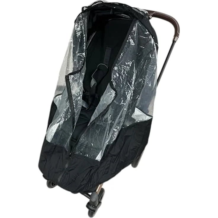 Kaiser Universal Regenschutz für Kinderwagen, Transparent mit Schwarz, Wasserdicht mit Reißverschluss, Faltbar und Sichtfenster – Bild 3