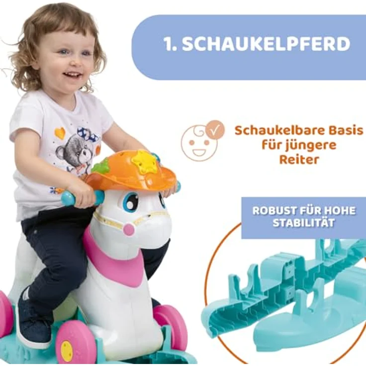 Chicco Miss Baby Rodeo, interaktives Schaukelpferd mit Soundeffekten für Mädchen, max. 25 kg, Lernspielzeug für Kinder 1-3 Jahre – Bild 3
