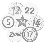 Frau WUNDERVoll Sticker 48 Adventskalenderzahlen für 2 Kalender weiß, silber, Ø 4 cm (48-tlg)