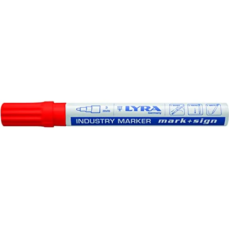 Lyra, Marker, Lyra industrimarker 3mm rød - m/hurtigttørrende maling og indvendig kugle (Rot, 3 mm) – Bild 1