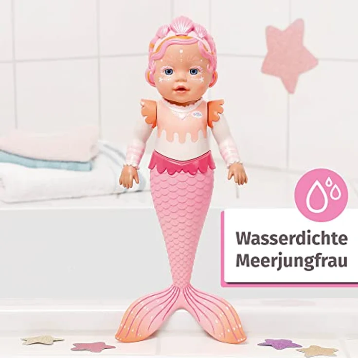 BABY Born Zapf Creation 835326 My First Mermaid 37cm -Meerjungfrau Badepuppe, bewegliche Arme und Beine, schwimmt durchs Wasser, wasserdicht und ohne Batterien verwendbar – Bild 3