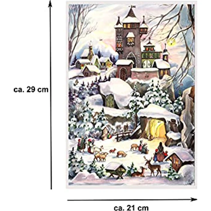Nostalgischer Adventskalender aus Papier mit Bildern und Glitzer für Kinder und Erwachsene "An der Burg" – Bild 4