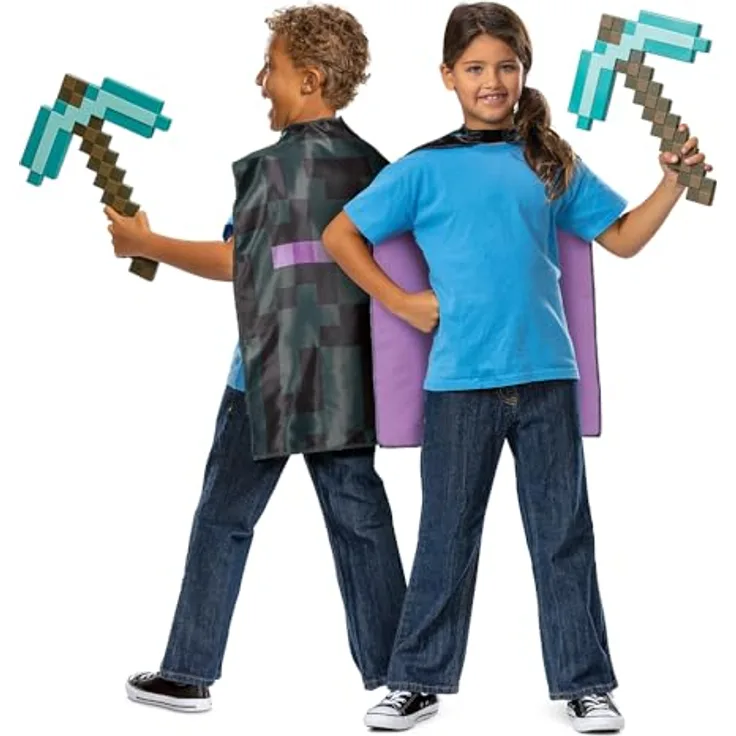 Disguise Minecraft Pickaxe and Cape Costume Set, Official Minecraft Costume Accessories for Kids, One Size - Durable and Flexible Design, High-Quality Material, Includes Accessories