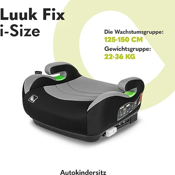 lionelo Kindersitzerhöhung LUUK FIX I-SIZE, ISOFIX, Maschinenwaschbar, 22-36 kg, 125-150 cm, (Set) – Bild 2