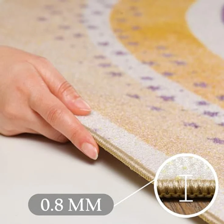 SIMPEX Kinderteppich Regenbogen Design, Moderner Spielteppich 140 x 200 cm, Creme, Waschbar und Rutschfest, OEKO-TEX STANDARD 100 zertifiziert – Bild 3