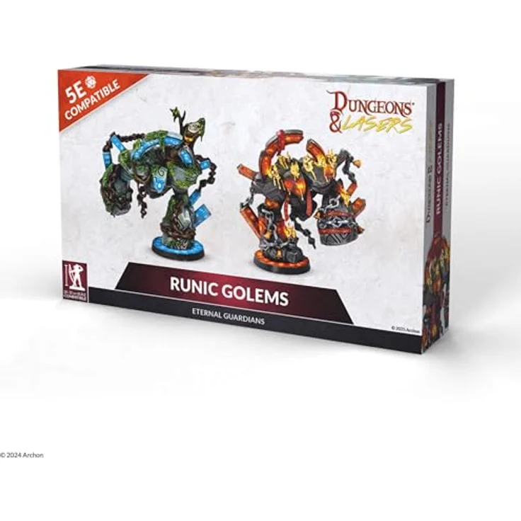 Dungeons & Lasers Runic Golems Eternal Guardians, Große DND-Miniaturen – 2 unlackierte und unmontierte Modelle für RPG-Spiele, ab 14 Jahren – Bild 1