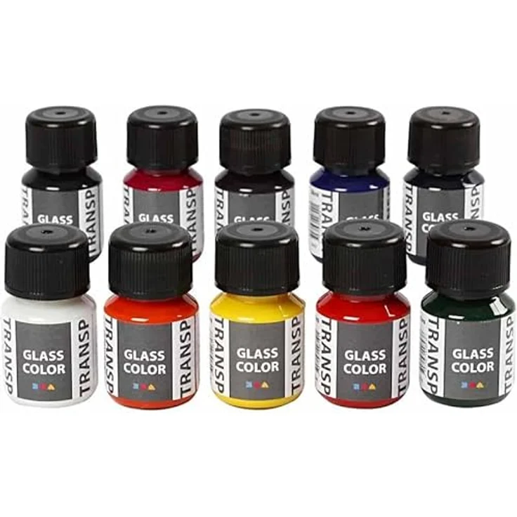 Creativ Company 31680 Wasserfarbe, 10er Set in Schwarz, Blau, Grün, Marineblau, Orange, Pink, Rot, Viola, Weiß, Gelb, 35 ml Töpfchen mit Sicherheitsmerkmalen und kompaktem Aufbewahrungsdesign – Bild 2