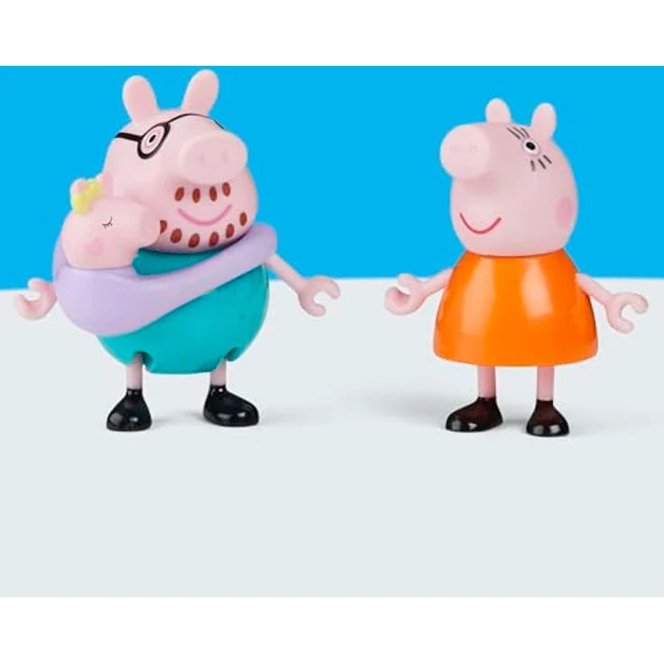 Peppa Wutz Spielfiguren Set, Familie Wutz mit Peppa und Baby Evie, bewegliche Figuren, pink und blau, für Kinder ab 3 Jahren – Bild 9