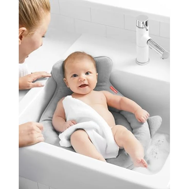Skip Hop Moby Gepolsterte Waschbecken-Badewanne, Soft Babybadewanne, grau, PVC-frei, phthalatfrei – Bild 5