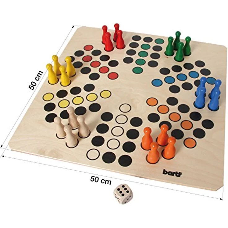 Bartl 108412 Brettspiel Ludo für 6 Personen groß aus Holz XXL Format 50cm x 50cm – Bild 5