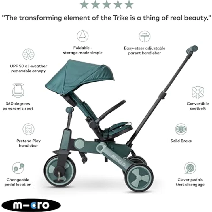 Micro Kinder-Buggy Micro Tricycle, vielseitiges Dreirad mit ergonomischem Sitz, Sicherheitsgurt und Faltmechanismus – Bild 4