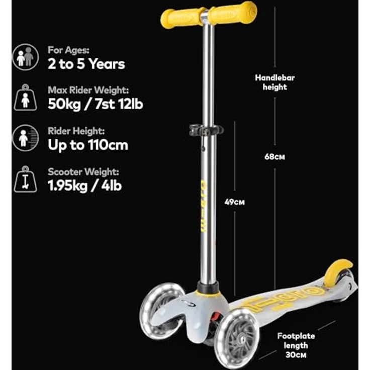 MICRO Mini micro Deluxe Flux LED | Das ORIGINAL | Kinderroller ab 2 Jahren | Inklusive LED Rollen | Transparentes Design, stylische Farbe – Bild 2