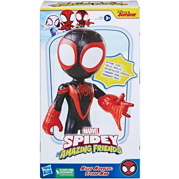Spidey and His Amazing Friends Miles Morales: Spider-Man Action-Figur, 22,5 cm groß, beweglich mit ansteckbarem Web-Zubehör, rot/blau, ab 3 Jahren – Bild 3