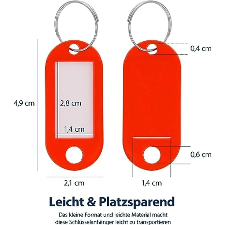 Westcott Schlüsselanhänger 100 Stück | Robuste Anhänger zum Beschriften mit austauschbaren Etiketten | Mit Metall-Ring in der Farbe Schwarz – Bild 3