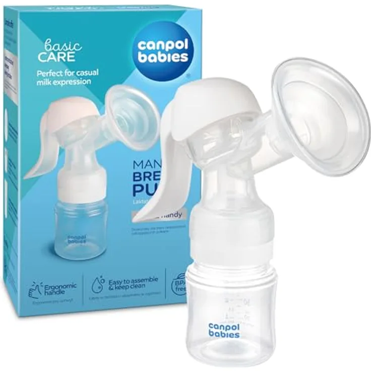 Canpol Babies Basic Milchpumpe, manuelle Muttermilchpumpe mit einfacher Reinigung und intuitiver Anwendung, 1 St.