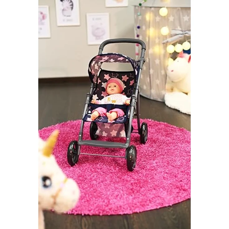 Knorrtoys 16843 Puppenbuggy Liba, höhenverstellbarer Schieber mit verstellbarem Verdeck, Star Blue pink, für Puppen bis 46 cm – Bild 4