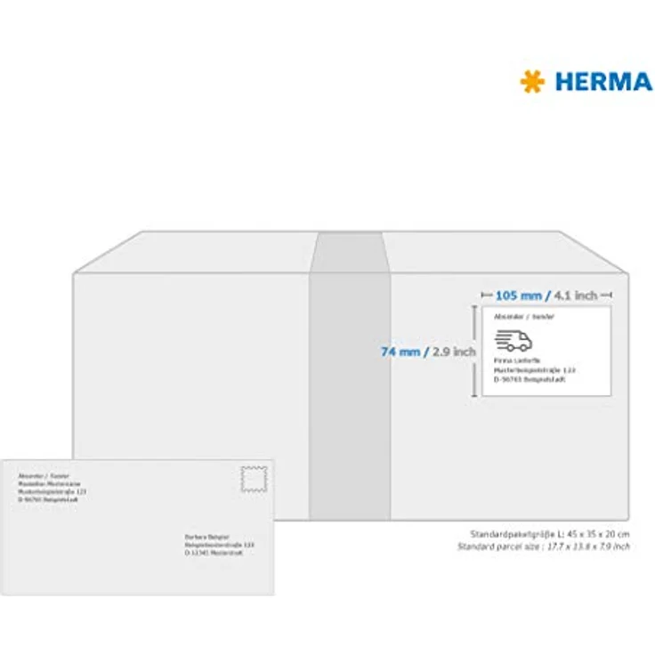 HERMA 5062 Versandetiketten, 200 Stück, selbstklebend, bedruckbar, matt, blanko Papier, 105 x 74 mm, weiß – Bild 5