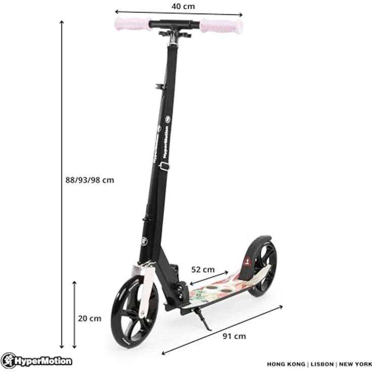 HyperMotion Faltbarer City-Scooter VIBE Pink – für Nutzer bis 100 kg, verstellbarer Lenker und große 200 mm Räder – Bild 5