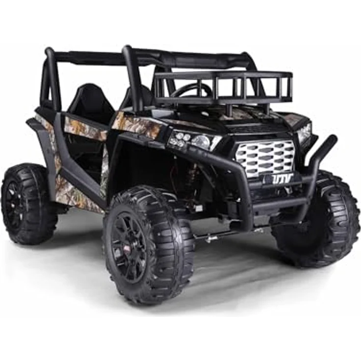 Beneo RIRICAR Elektroauto für Kinder UTV, 24V, Schwarz, 2-Sitzer mit 2,4 GHz Fernbedienung, 2 x 200 W Motor, Lithium-Akku, EVA-Räder, gepolsterter Sitz, USB und SD-Karte, für Kinder von 3-8 Jahren – Bild 1