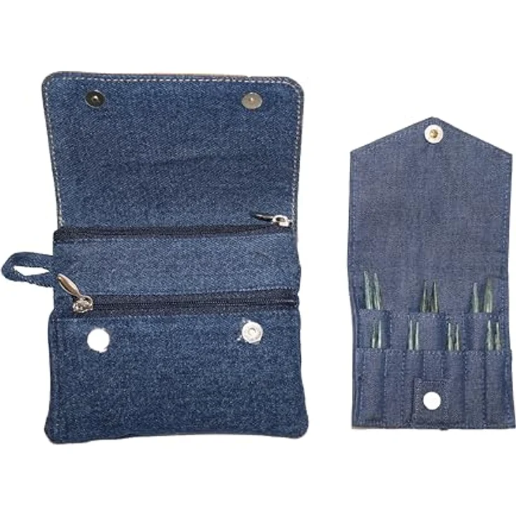 KnitPro Kreativset, Stricknadel-Set mit Indigo farbenen Nadelspitzen, Tasche aus Jeans und veganem Leder, inklusive Seile und Zubehör – Bild 3