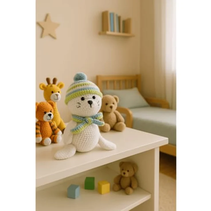 Gründl Häkelset Kuscheltier, Giraffe Gina, Esel Eddy, Robbe Robby, Tiger Timmy, 100% Baumwolle, 70 g in 3 Farben, inklusive Häkelnadel und Strickanleitung – Bild 4