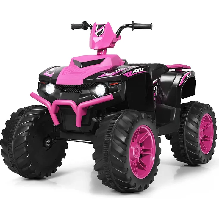 Dreamade 12V Elektroquad für Kinder, Rosa, mit LED-Lichtern, Musik, Hupe, USB und langsamen Start, geeignet für Kinder von 3 bis 7 Jahren