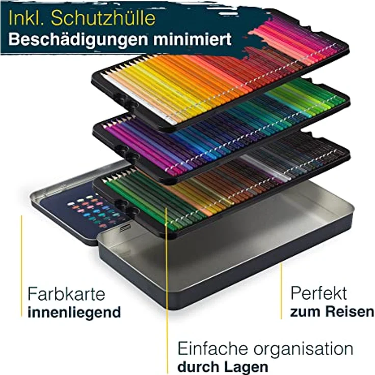 Artina Buntstift Artilo, 120-tlg, Kinder Holzstifte Set mit kräftigen Farben in Metallbox – Bild 3
