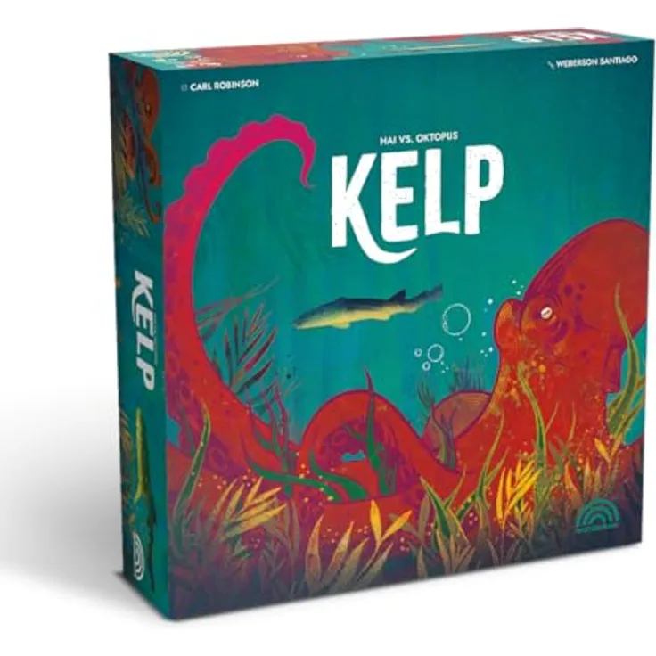 Wonderbow Kelp - Hai vs. Oktopus Brettspiel, asymmetrisches Strategiespiel für 2 Personen, für Erwachsene & Kinder ab 10 Jahren, mit wunderschönen Illustrationen