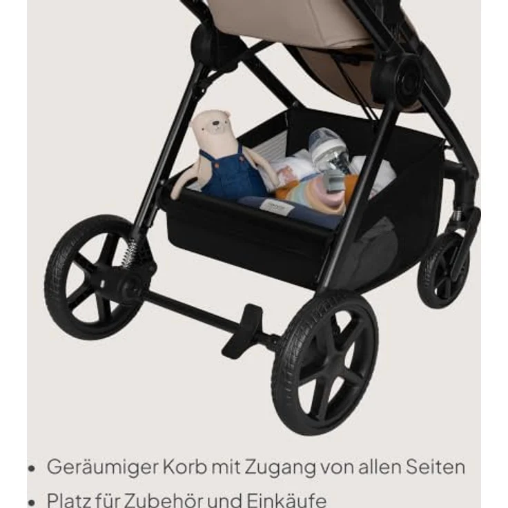 Lionelo Greet 3in1 Kombikinderwagen mit Babywanne, Sportsitz und Babyschale, leicht, federung, UPF50+, wendbar - Beige – Bild 10